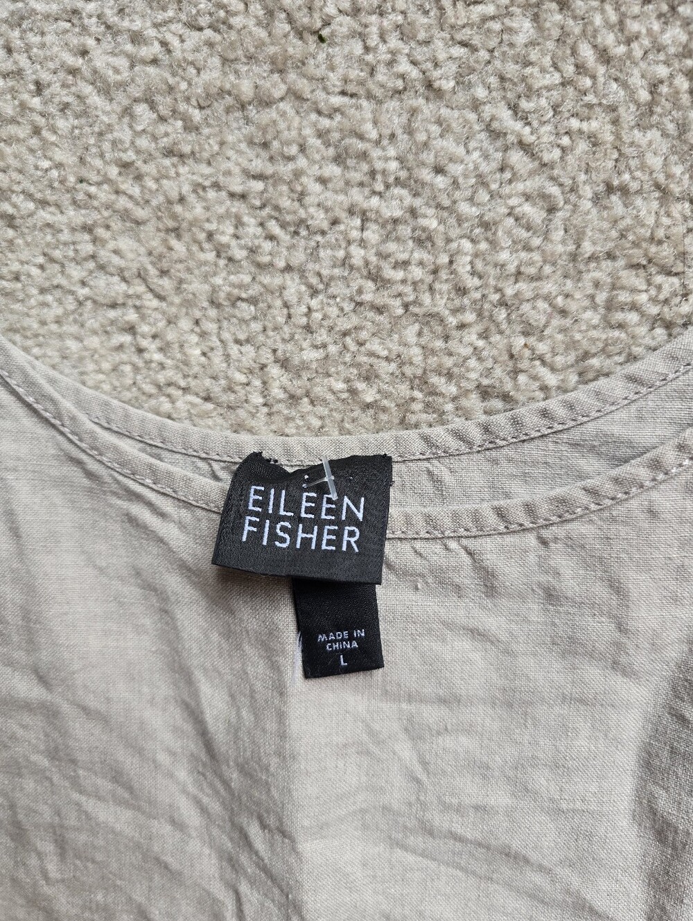 Eileen Fisher Natural Oatmeal Organic Linen Tunic Dress With Pockets Size Large - Picture 4 of 10
